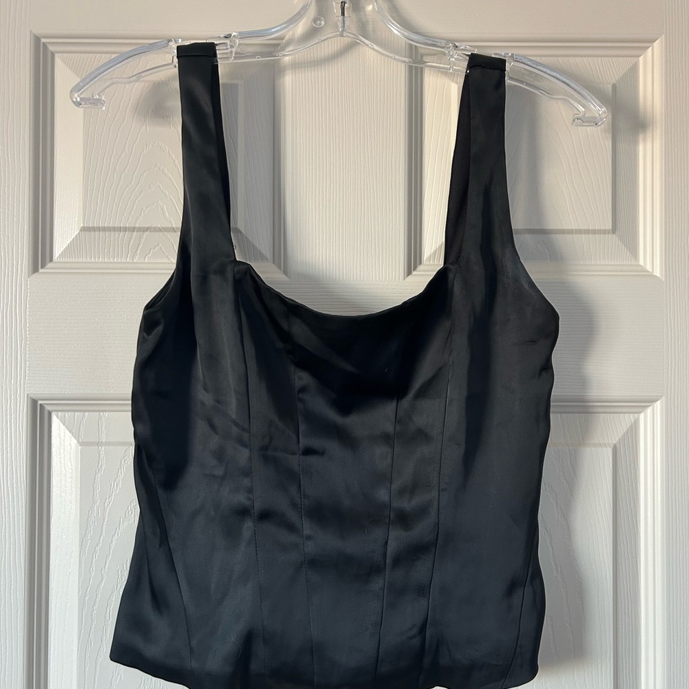 Dynamite Elegant Black Satin Crop Top